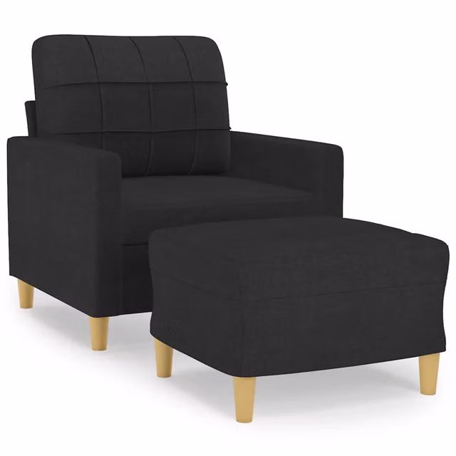 Poltrona | Sedia Relax con Poggiapiedi Nero 60 cm in Tessuto