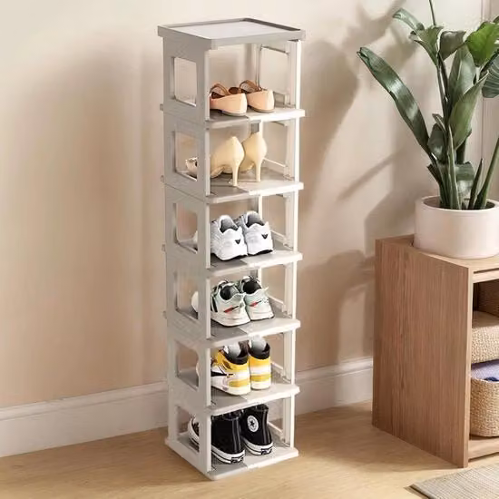 Scaffale per Scarpe a 7 Livelli - Organizzatore di Scarpe Verticale Stivale Stoccaggio per Porta d'Entrata - Risparmio di Spazio Stivale Singolo Pari in Plastica Solida per .