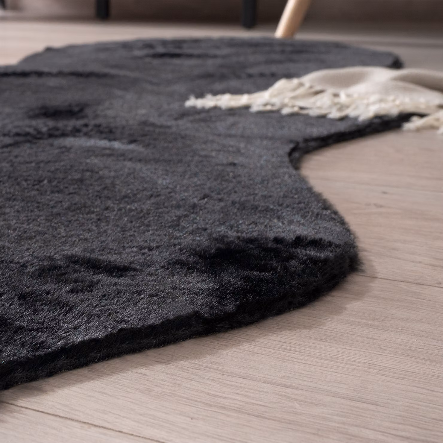 Tappeto in ecopelliccia Pelsa nero L: 80 cm, P: 120 cm – 2