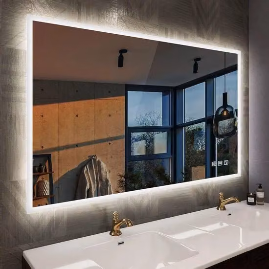 Specchio per bagno con illuminazione LED a led a basso consumo, 100 x 70 cm, Bluetooth e funzione di eliminazione dell'immagine - 3 temperature di colore, funzione di memoria, orizzontale/verticale