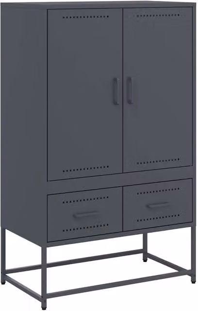 Credenza | Madia | Buffet da pranzo | Armadio da pranzo Antracite 68x39x111,5 cm Acciaio