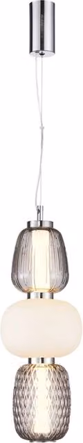 Lampada a sospensione Milagro Caro LED 28W in metallo e vetro cromo e argento con diffusore trasparente