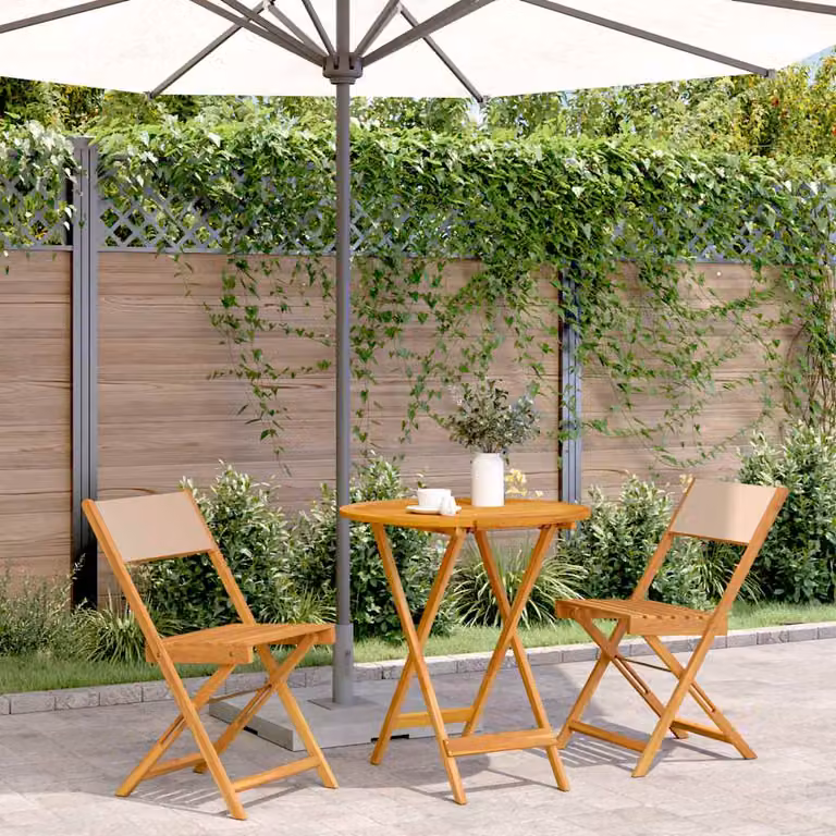 Set da Bistrot 3pz vidaXL in Legno di Acacia Olio Beige