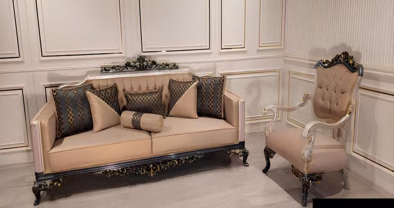 Dreisitzer Sofa 3 Sitzer Barock Rokoko Sofa Sofas Sessel Stoff Couch Möbel