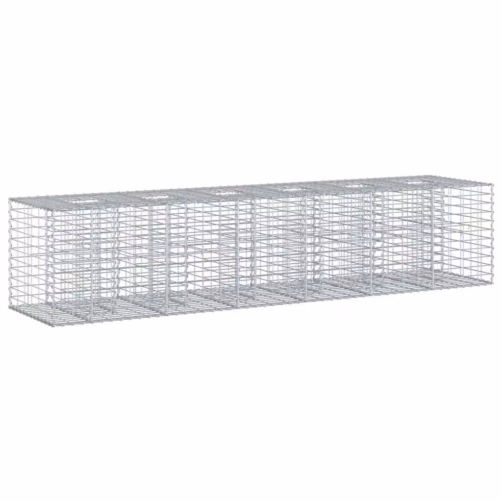 Set di 2 letti rialzati in gabbione vidaxl in acciaio zincato argento L: 260 cm, P: 60 cm, H: 55 cm – 2
