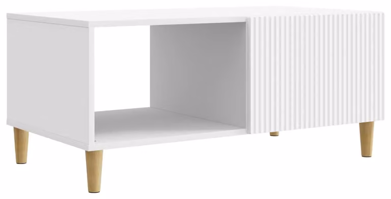 Tavolino da salotto rettangolare bianco con spazio contenitivo
