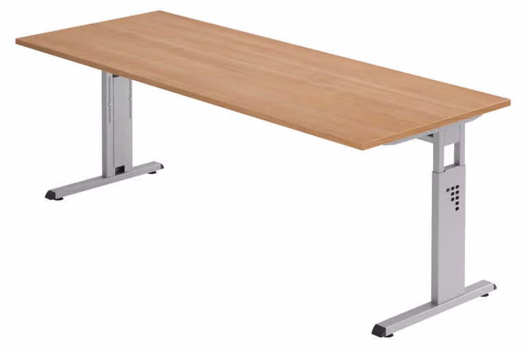Scrivania bümö Serie O - Struttura: argento, finitura: noce, dimensioni: 200 x 80 cm