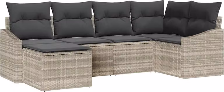 Set di divani con cuscino 6 pcs Grigio chiaro polyrattan