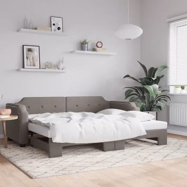 Divano Letto con Letto Estraibile Tortora 90x200 cm in Tessuto 3197637