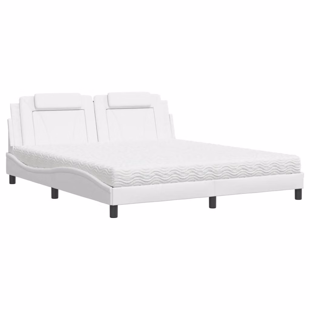 Letto Viana con Materasso Bianco 180x200 cm in Pelle finta