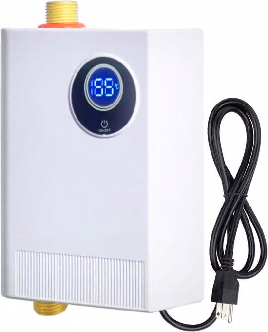 Mini-scaldabagno elettrico, 3800 W, compatto, da installare sotto il lavello, con regolazione della temperatura