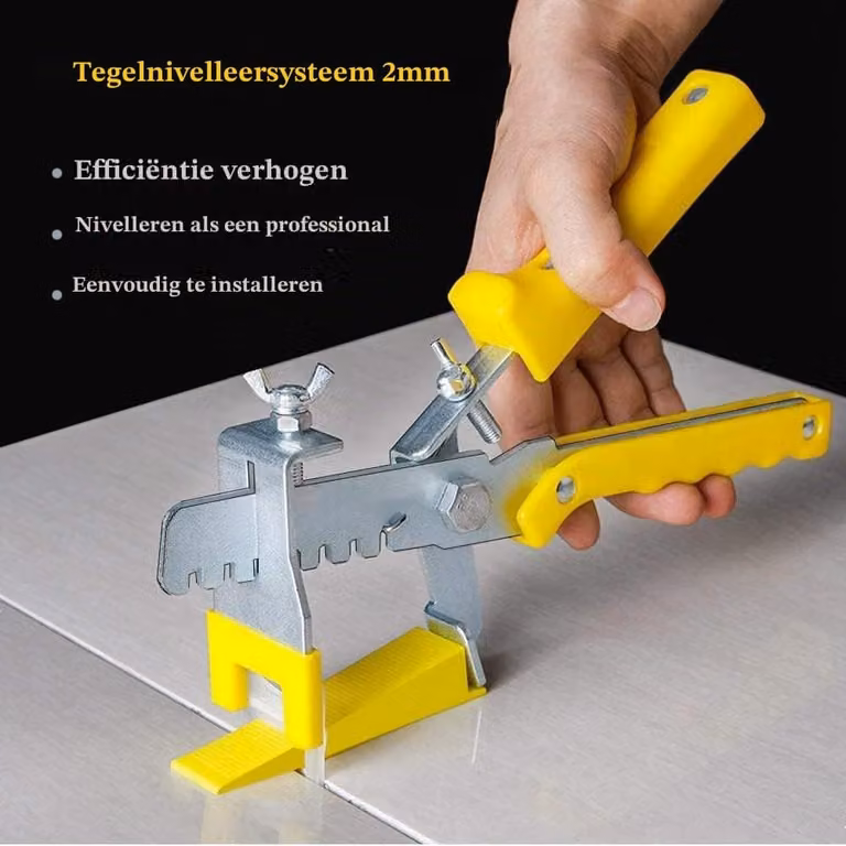 Sistema di livellamento per piastrelle Set attrezzi per piastrelle Cunei per piastrelle - 2 mm - 300 clip - 100 cunei - 1 pinza