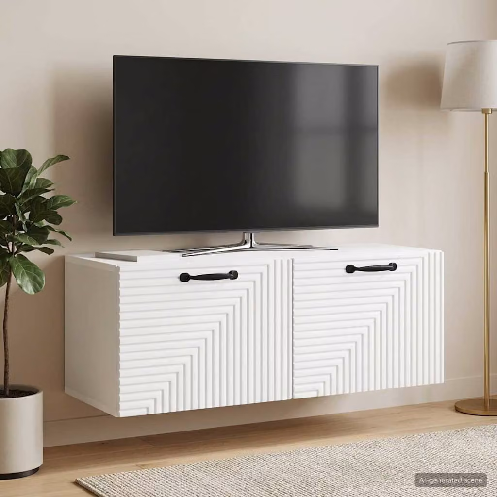 vidaXL Mobile Porta TV da Muro Bianco Moderno in MDF L: 78,5 cm, P: 31 cm, H: 30 cm