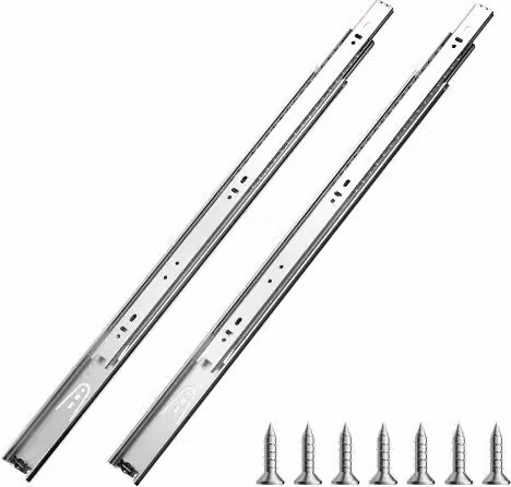 VEVOR Set di 10 Paia di Guide per Cassetti in Acciaio Inox con Cuscinetti a Sfera, Estensione Completa, Capacità di Carico 45 kg, Colore Argento, Lunghezza: 550 mm