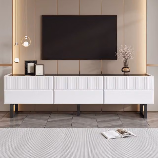 Mobile TV con 3 Cassetti ¨C Xylo ¨C Bianco e Nero, 170x35x47 cm