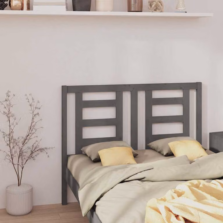 Testiera per Letto vidaXL in Legno Massello di Pino Grigio L: 126 cm, P: 4 cm, H: 100 cm