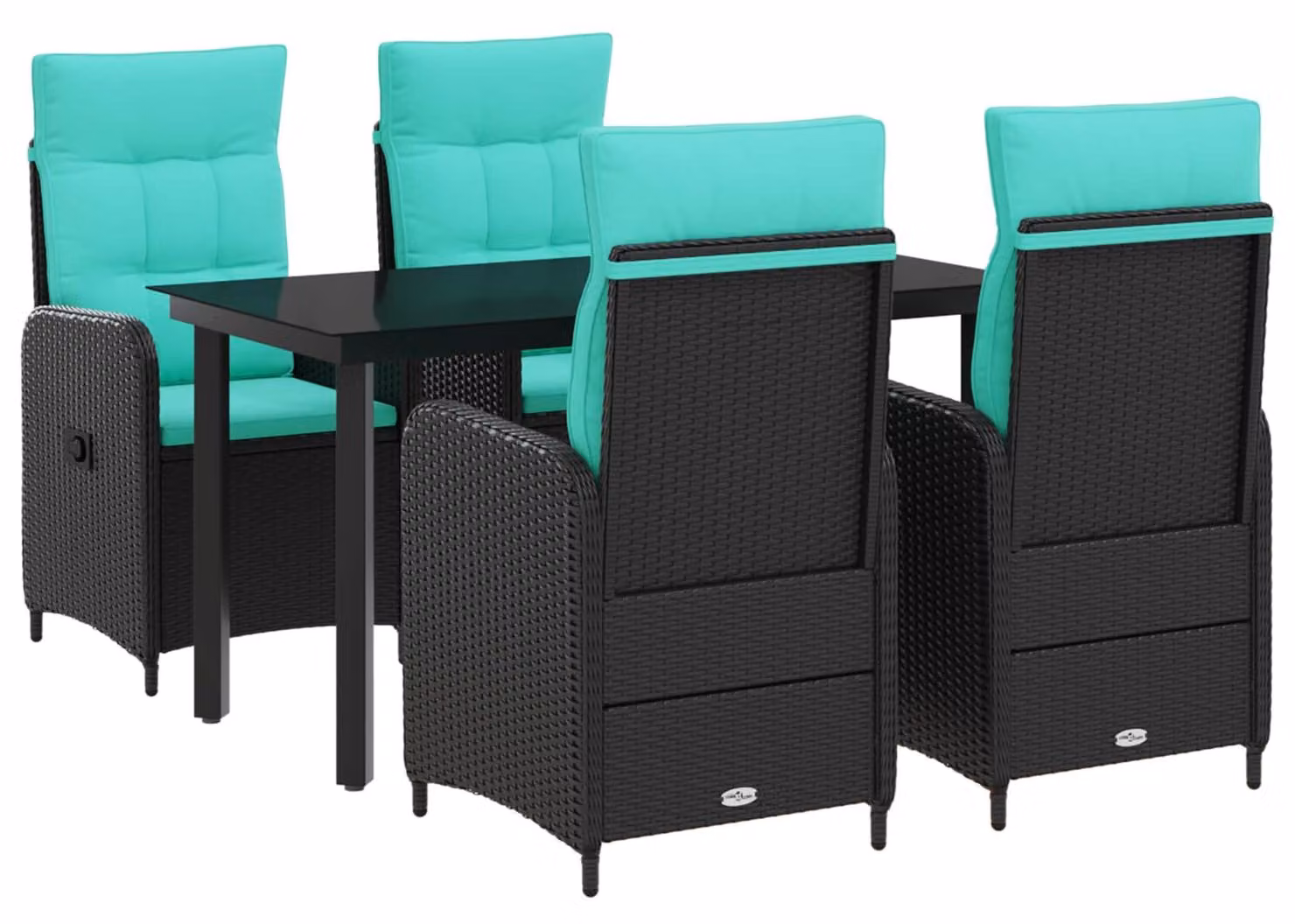 Set da pranzo per esterno, composto da 5 pezzi, realizzato in rattan in polietilene e acciaio con rivestimento a polvere