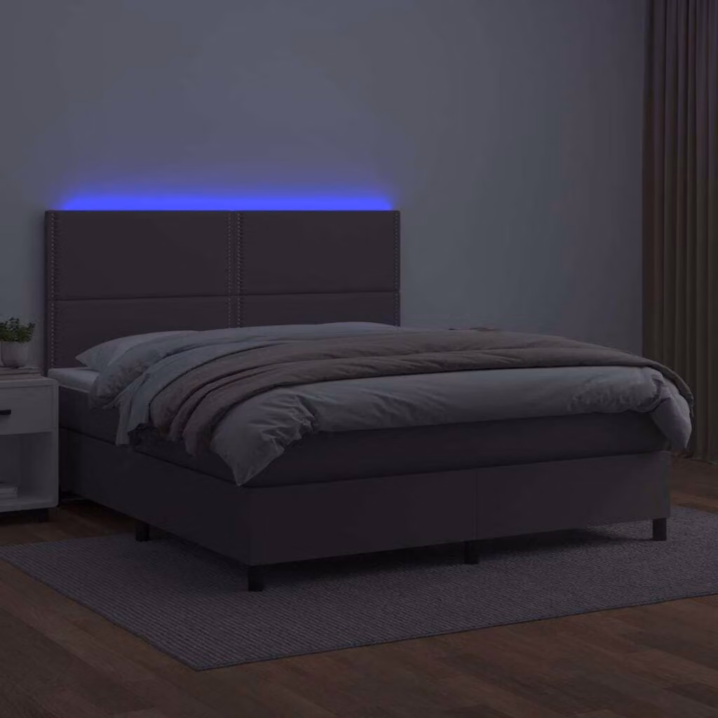 Maison Exclusive - Giroletto Molle con Materasso e LED Grigio 140x200cm Pelle finta