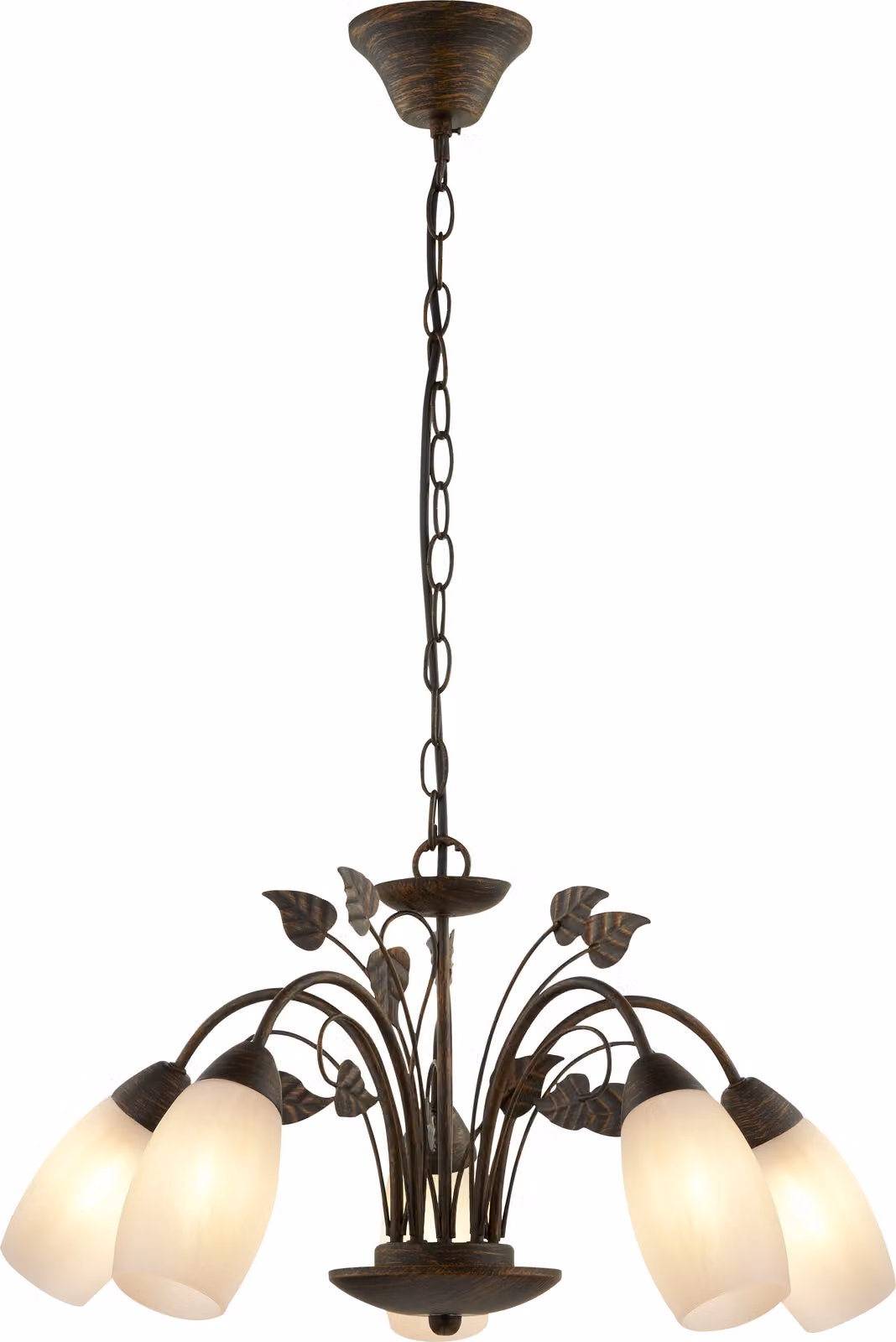 Lampada a sospensione NOWA, metallo color ruggine, vetro, diametro: 500 mm, altezza: 1500 mm, esclusa lampadina: 5 x E14 40W 230V