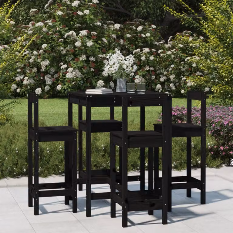 Set Bar da Giardino vidaXL in Legno di Pino Nero 5 pz