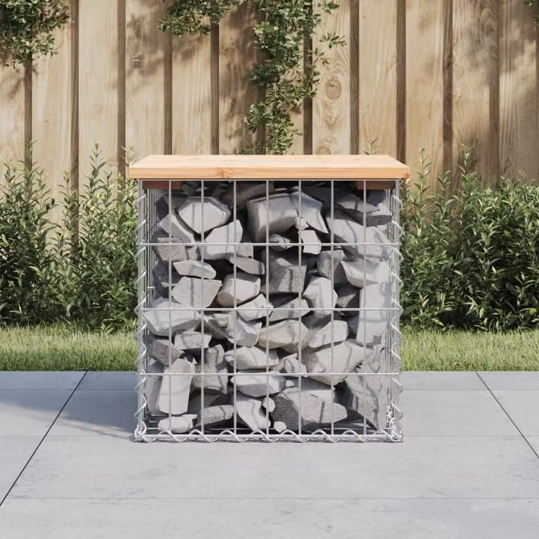 The Living Store Panca da giardino Gabion 43x44x42 cm in legno di pino massiccio