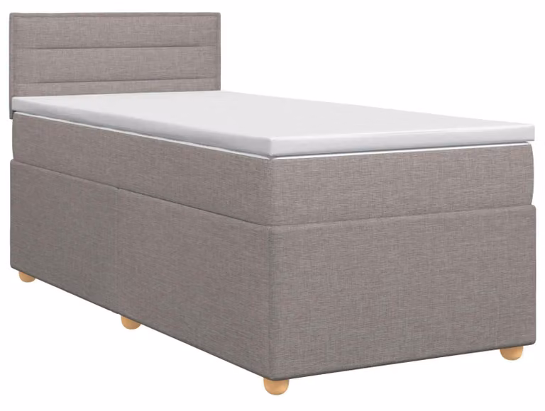 vidaXL Letto a molle con materasso e testata Taupe 90 x 200 cm in tessuto