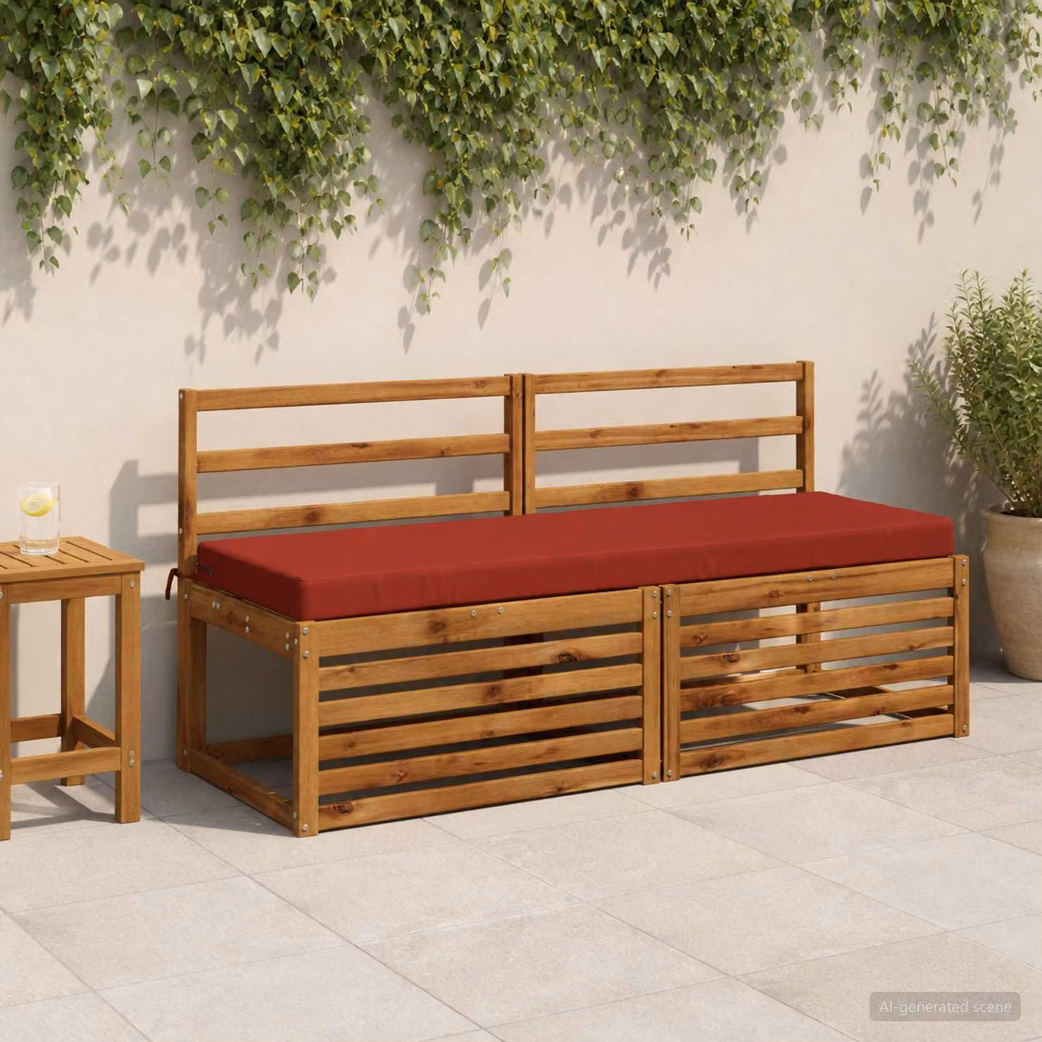Cuscino per panchina vidaXL SOEST rosso con rivestimento rimovibile e resistente ai raggi UV in poliestere