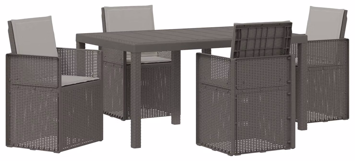 Set da Pranzo per Giardino con cuscino 5 pcs Grigio Chiaro PP