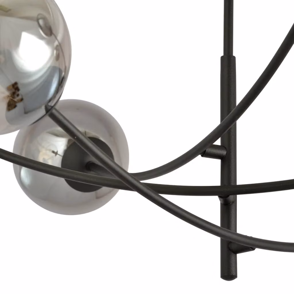 Plafoniera Emibig Hunter con 4 luci E14 in metallo e vetro nero e cromo – 2