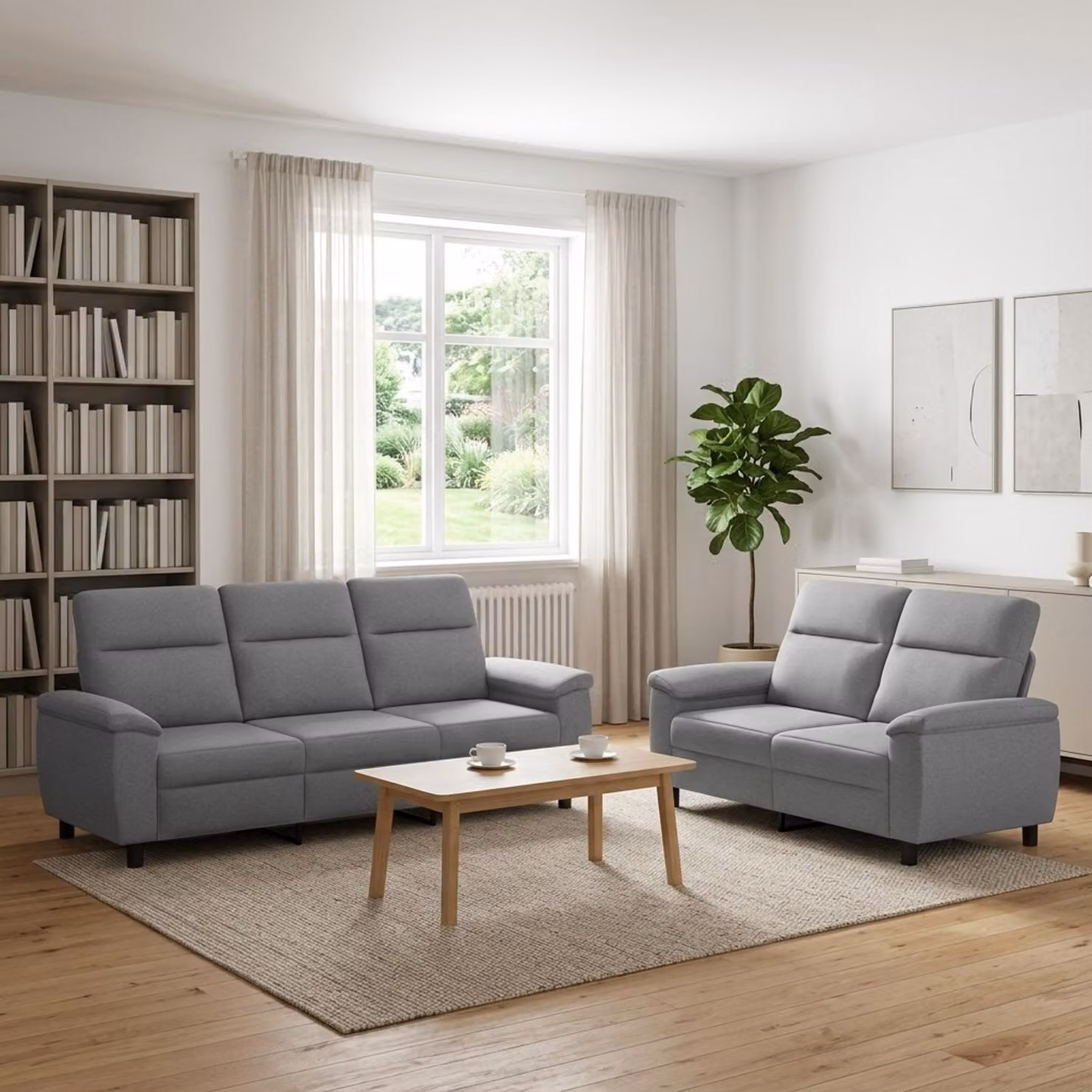 Set di 2 divani moderni vidaXL in tessuto grigio con struttura in metallo per il tuo soggiorno