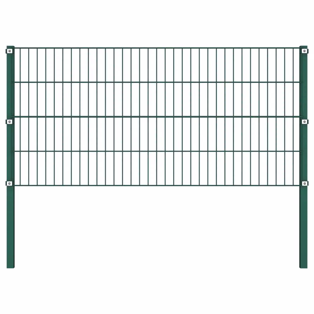 vidaXL Elemento di recinzione con paletti in ferro 1212 x 80 cm Verde