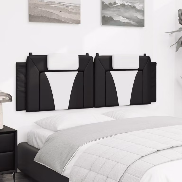 vidaXL Cuscino Testiera Viana in Similpelle Nero e Bianco, Larghezza: 160 cm