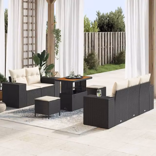 Set Divano da Giardino 8 pcs Nero polyrattan 3361950