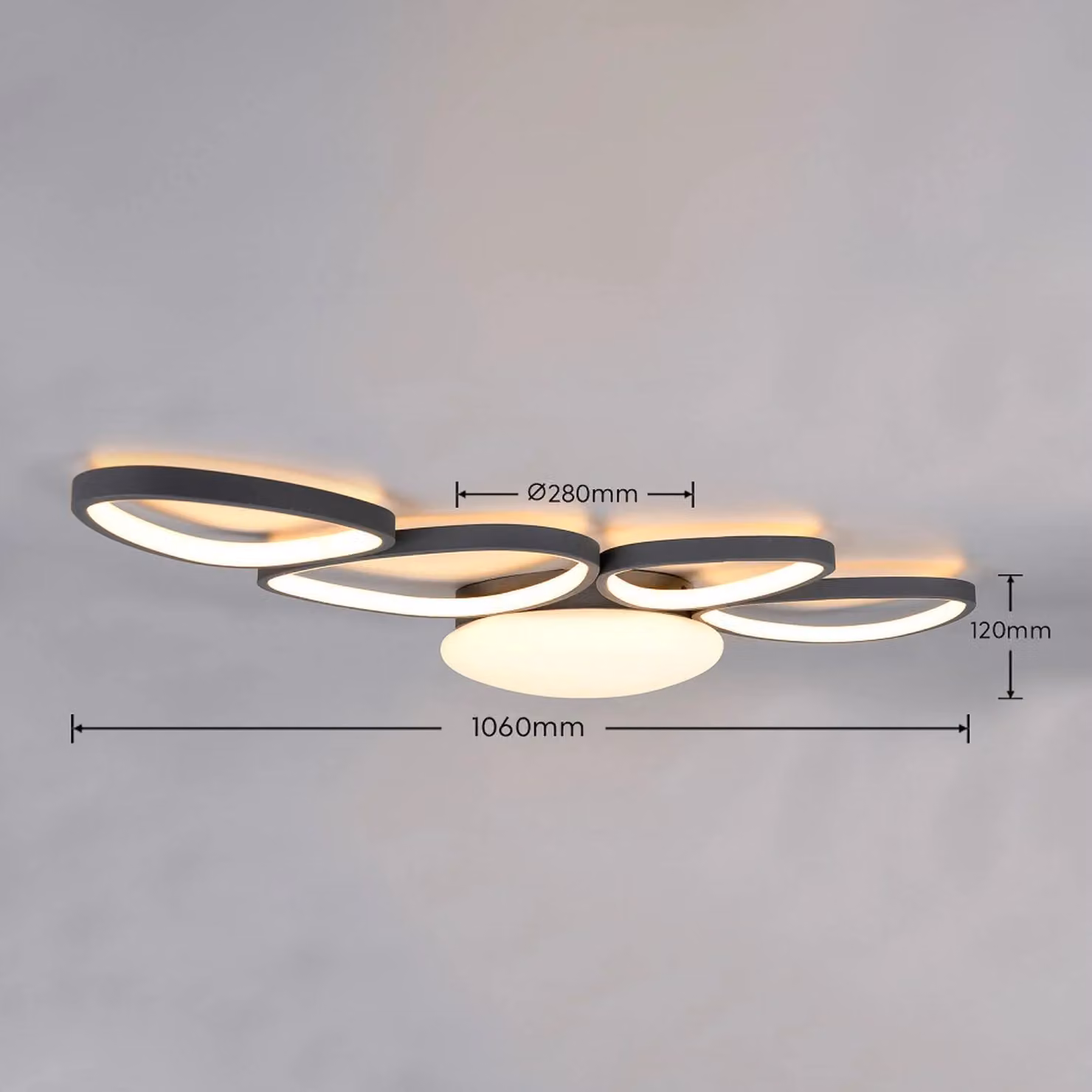 Trio Lighting Plafoniera soffitto Amelio, dimmerabile, Bianco / Opale, Soggiorno / Sala da pranzo, Plastica, Moderno, Plafoniera