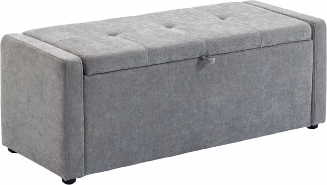 Cassapanca Pouf Contenitore HOMCOM in Lino Grigio Chiaro con Seduta Ampia Imbottita e Capacità 142L