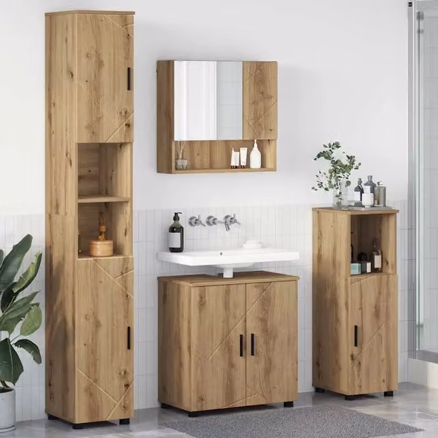 Set di mobili per il bagno 4 pz Rovere artigianale 3392972