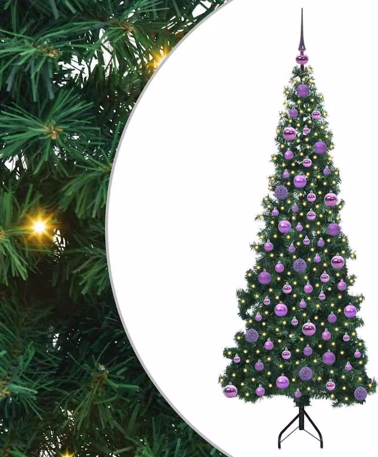 Albero di Natale Artificiale Angolare con 300 LED Verde 180 cm