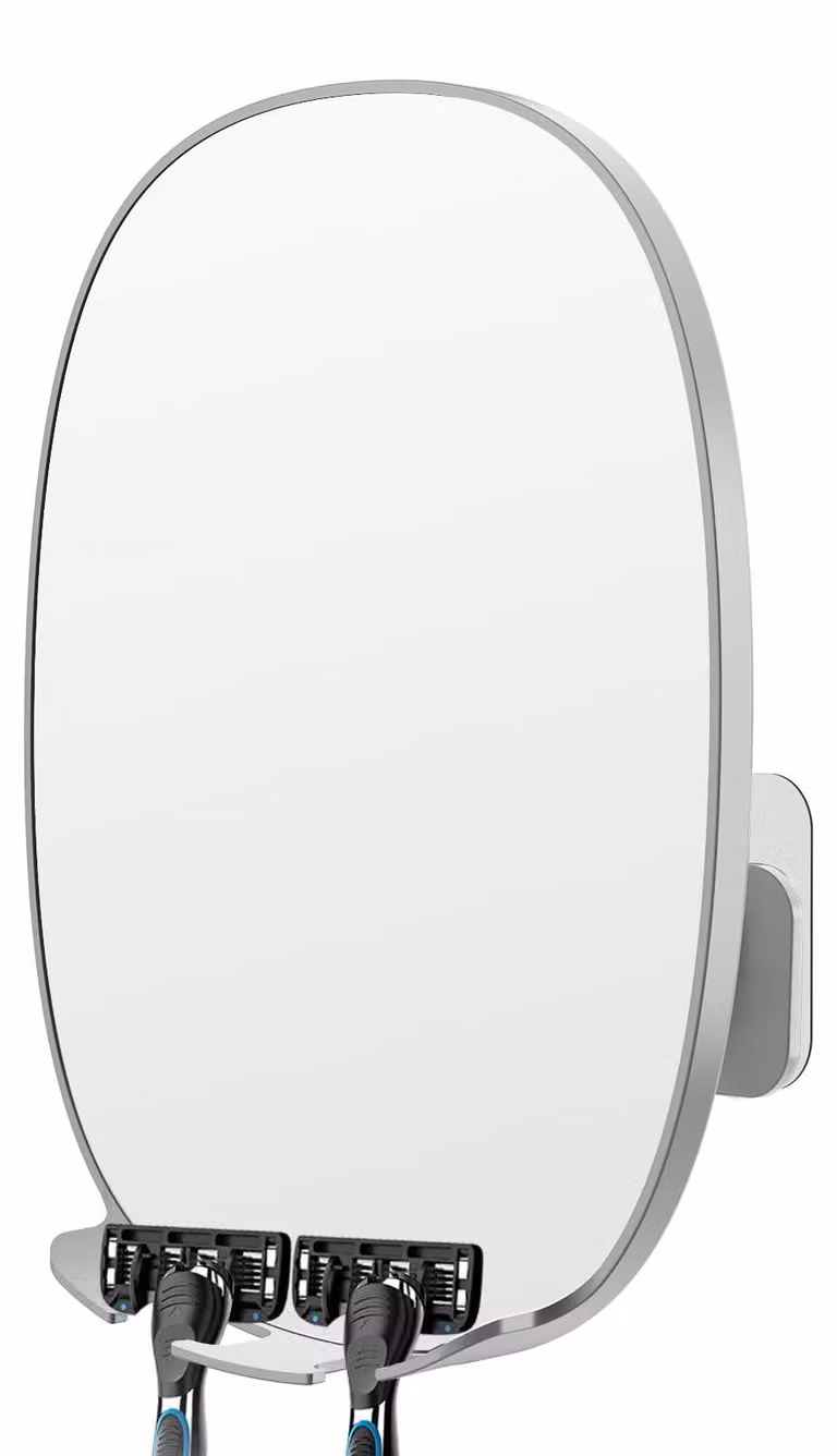 Specchio da doccia per barba antiappannamento - Girevole a 360° - Con 2 supporti - Con ventose adesive