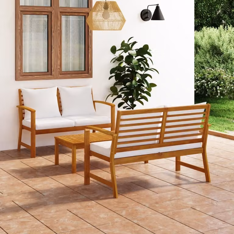Maison Exclusive - Set da giardino 3 pezzi con cuscini in legno massello di acacia