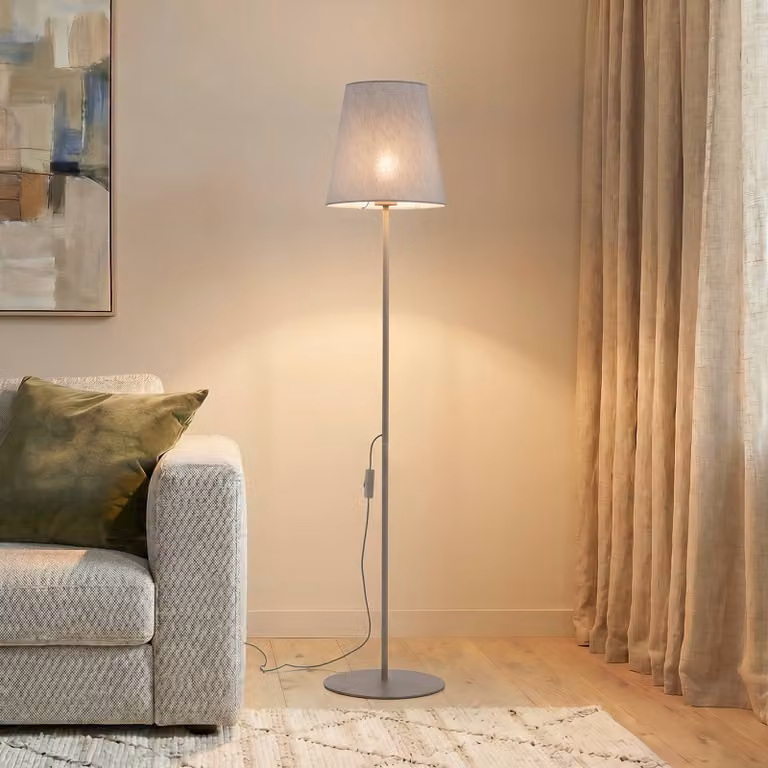 Lampada da terra Elizabeth TK Lighting, Crema / Ambra, Soggiorno / Sala da pranzo, Tessuto / Stoffa / Seta, Moderno, Lampada da terra