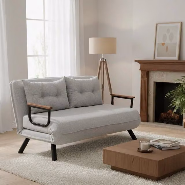 Calvin Divano Letto 2 Posti con Contenitore Click Clack Grigio Chiaro L: 133 cm x P: 78 cm