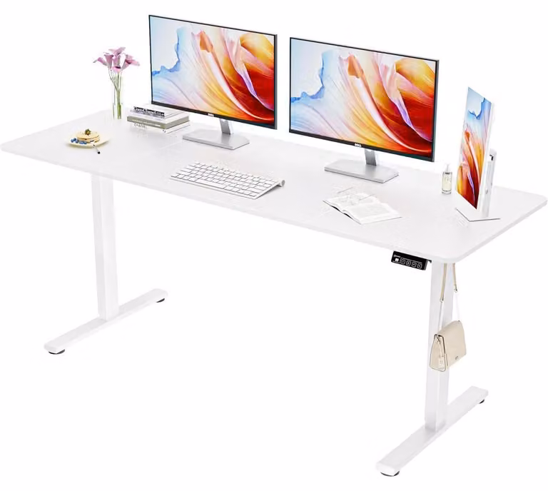 Scrivania regolabile in altezza elettricamente, dimensioni 170x60 cm, colore bianco