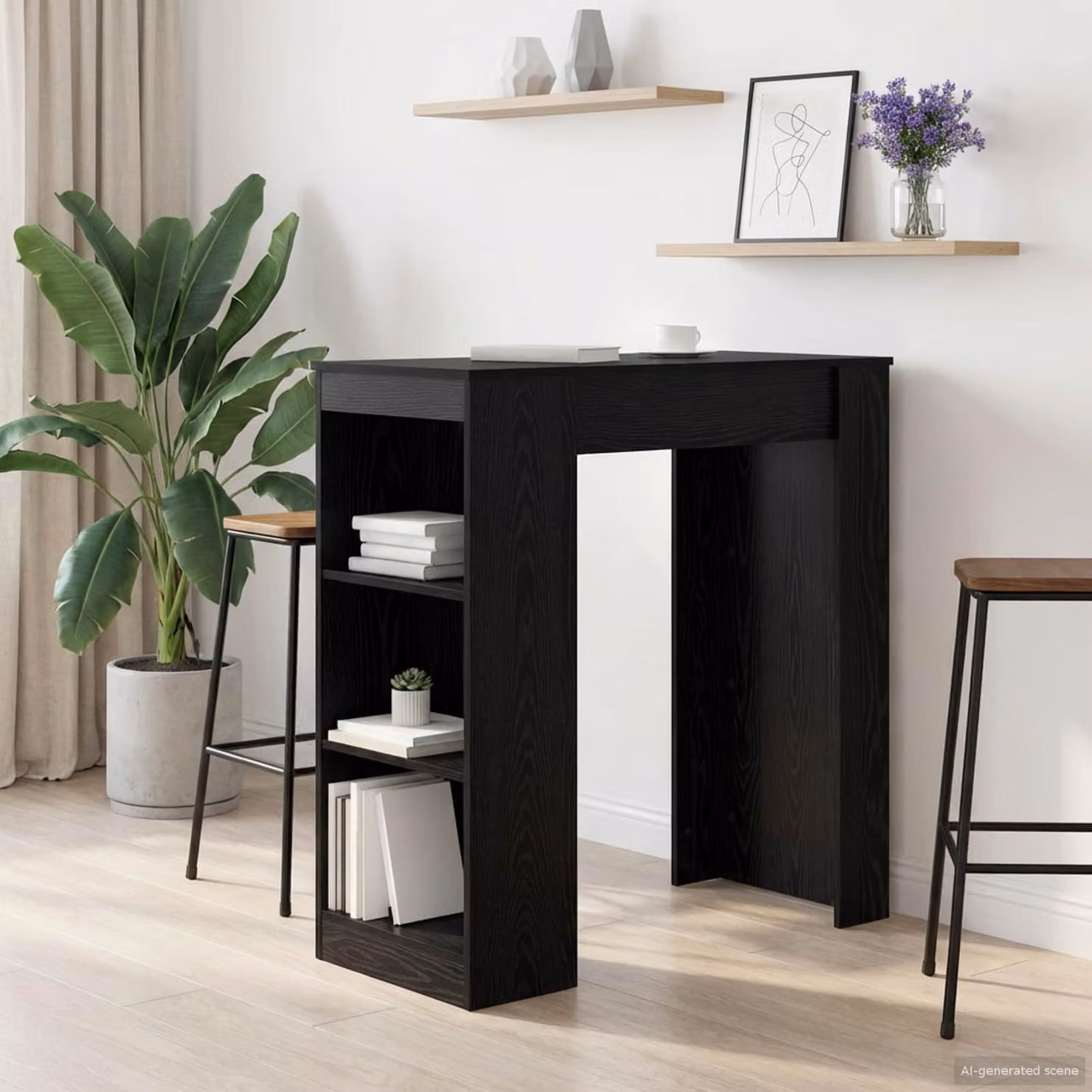 vidaXL Tavolo da bar moderno in legno ingegnerizzato nero L 95 cm, P 47 cm, H 103,5 cm