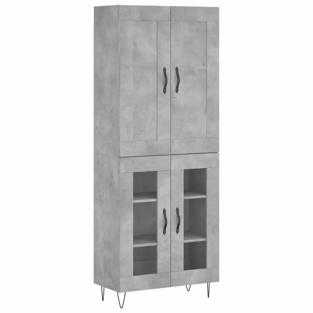 Credenza moderna vidaXL in legno e metallo, colore grigio, L: 69,5 cm, P: 34 cm, H: 180 cm – 2