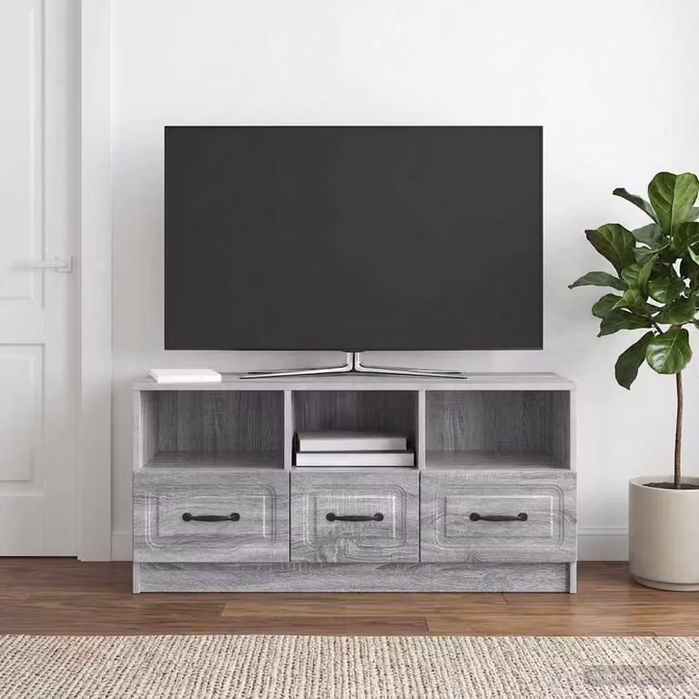Mobile TV vidaXL Grigio Sonoma in legno e metallo, L 102 x P 34,5 x H 47 cm