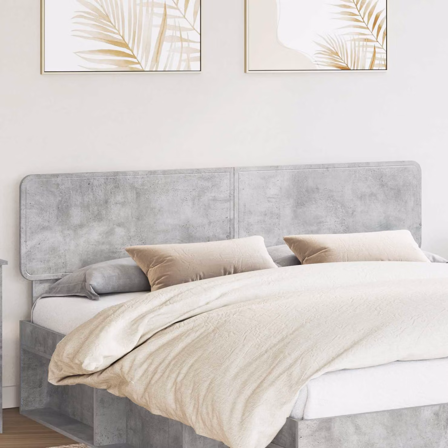 Testiera per letto vidaXL in legno ingegnerizzato, stile minimalista, colore grigio cemento