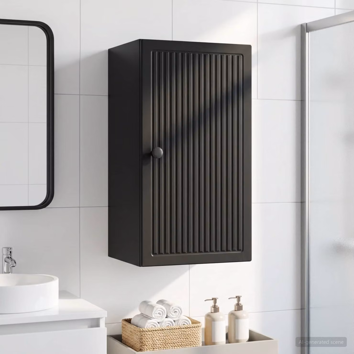 Armadio da bagno a muro moderno vidaXL EDE Nero L: 30 cm, P: 31 cm, H: 59 cm