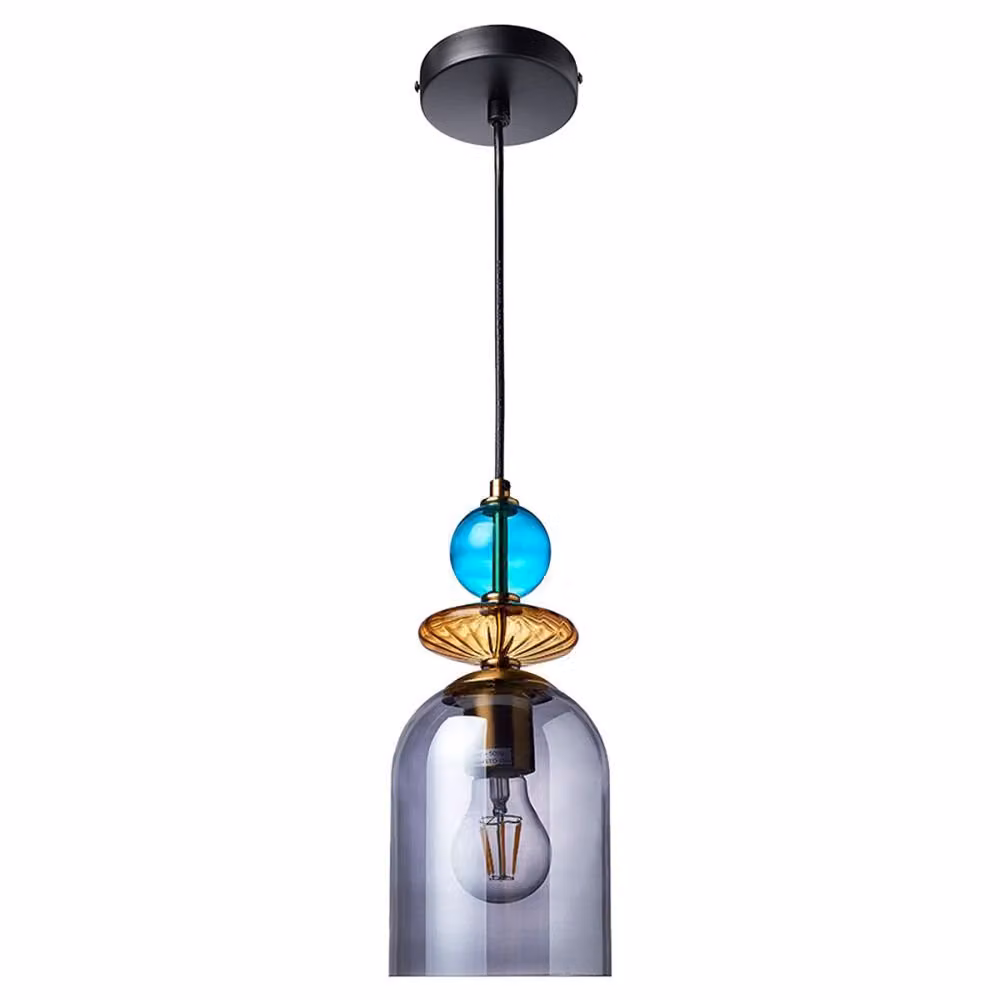 Lampada a sospensione TROPEA nero-turchese 1xE27x15W in vetro, dimensioni: 110x13x13 cm, IP20, Light Prestige