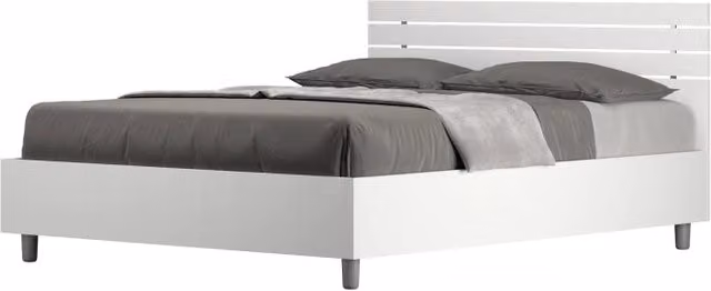 Letto Matrimoniale francese 140x200 cm testata dritta con doghe Ankel - Contenitore,Bianco Frassino