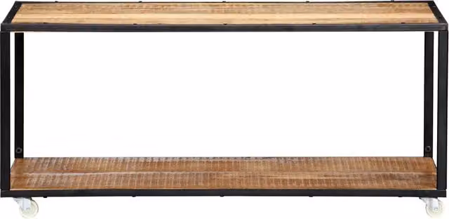 Tavolino da salotto rettangolare vidaXL in legno e metallo stile vintage colore marrone L: 90 cm, P: 50 cm, H: 40 cm – 1